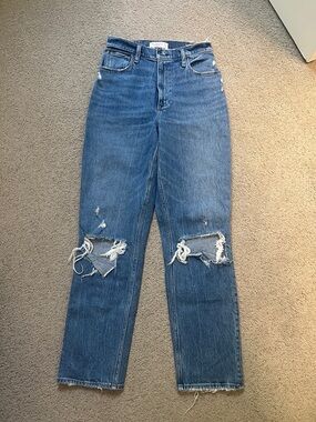 Abercrombie Fitch 90s Straight Ultra High Rise Jeans Womens Size 27 Curve Love
